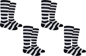 Different white-striped socks
