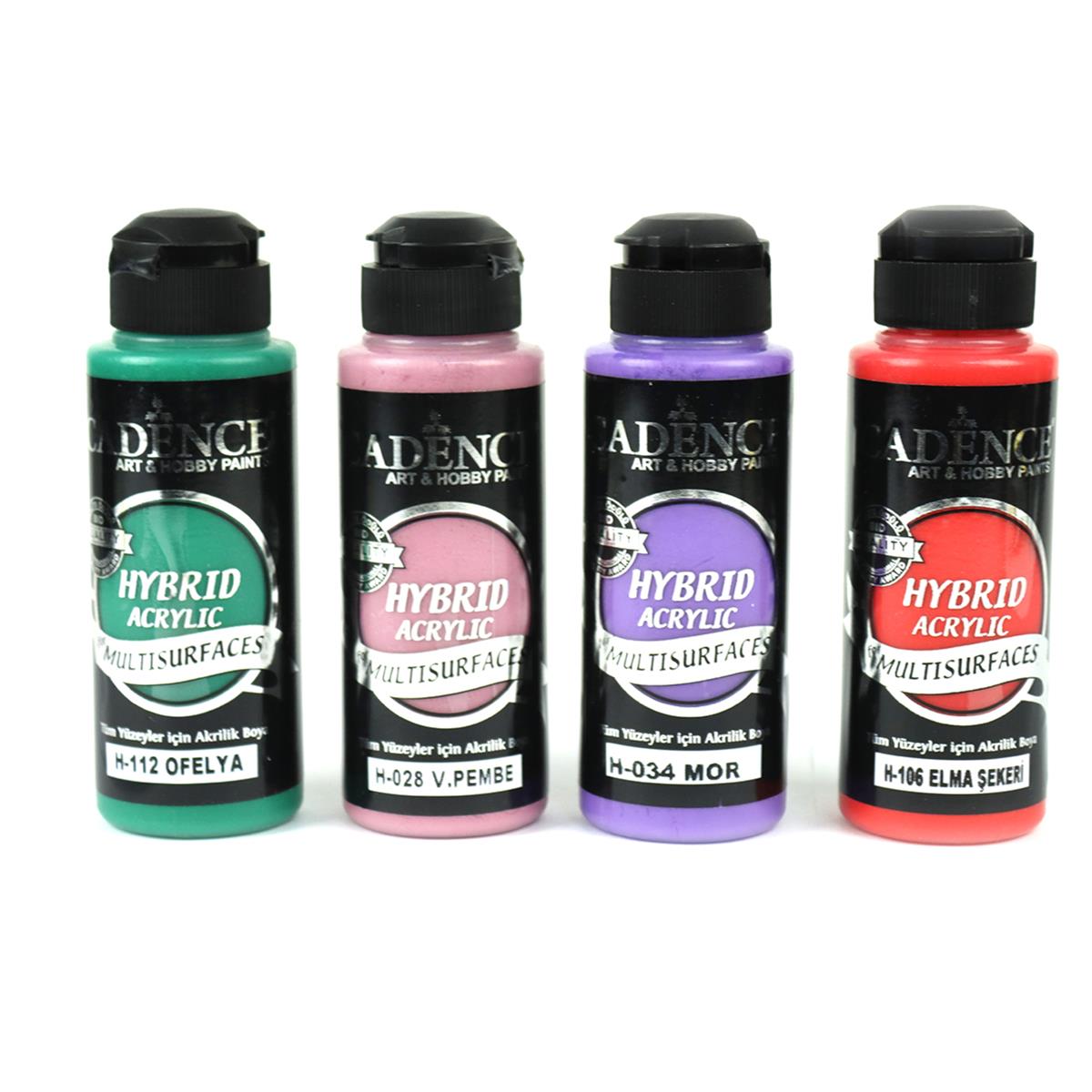 A set of vibrant acrylic paints.