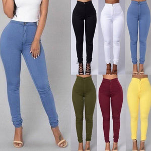 Womens Skinny Pencil Pants High Waist Stretch Slim Fit Denim